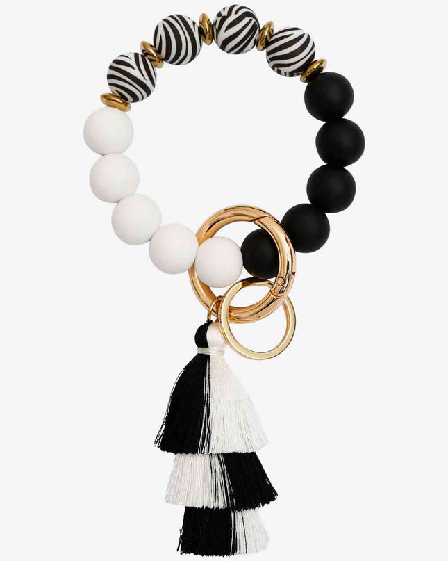 Beaded Keychain with Layered Tassel