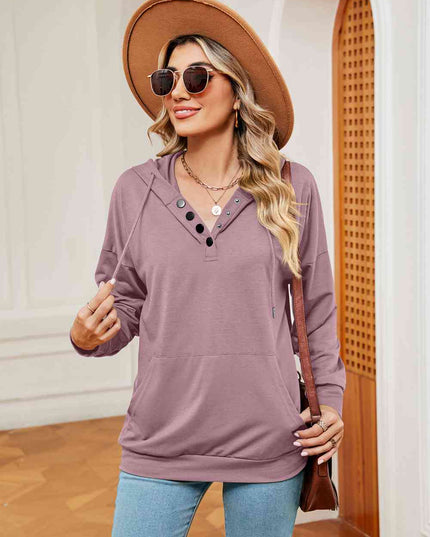 Quarter-Snap Drawstring Hoodie