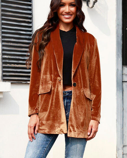 Button Up Pocketed Long Sleeve Jacket