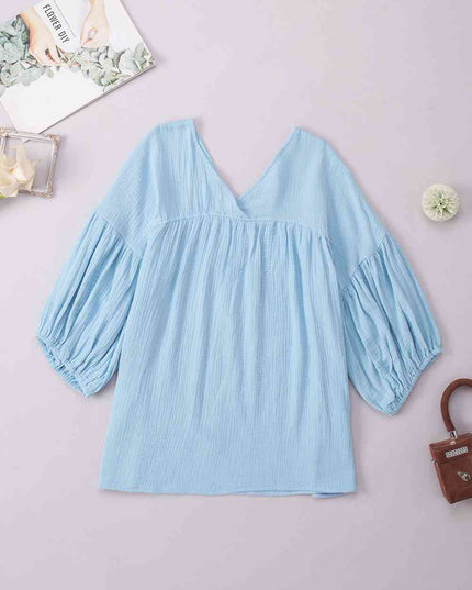 Dropped Shoulder V-Neck Blouse