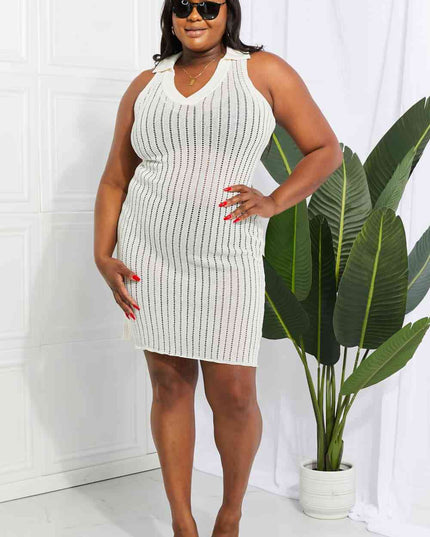 Openwork Johnny Collar Cover Up Dress