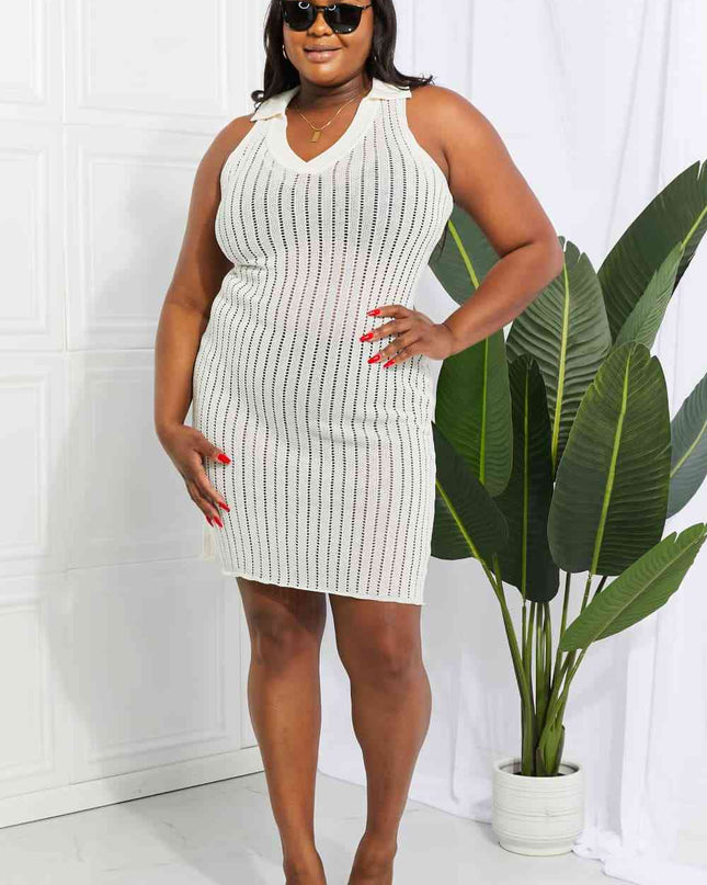 Openwork Johnny Collar Cover Up Dress
