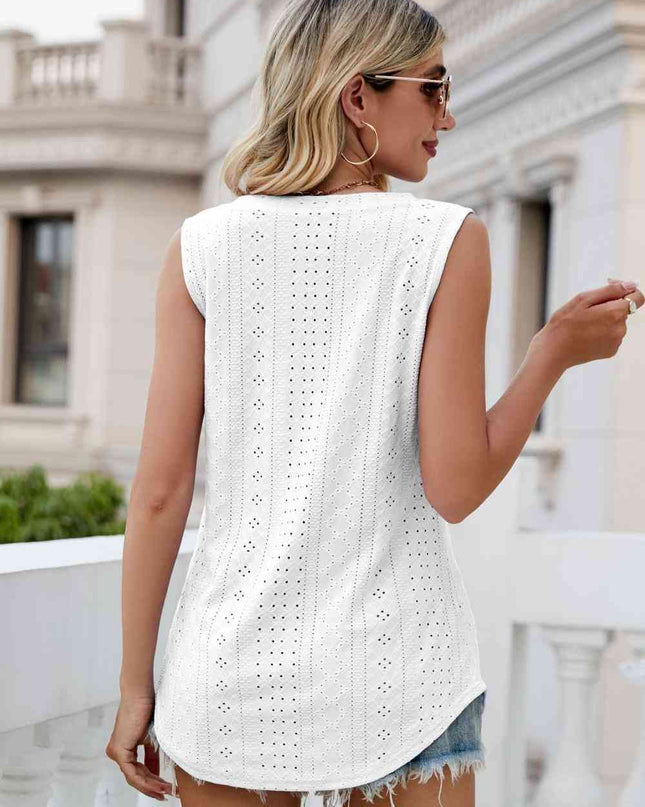 Eyelet V-Neck Tank