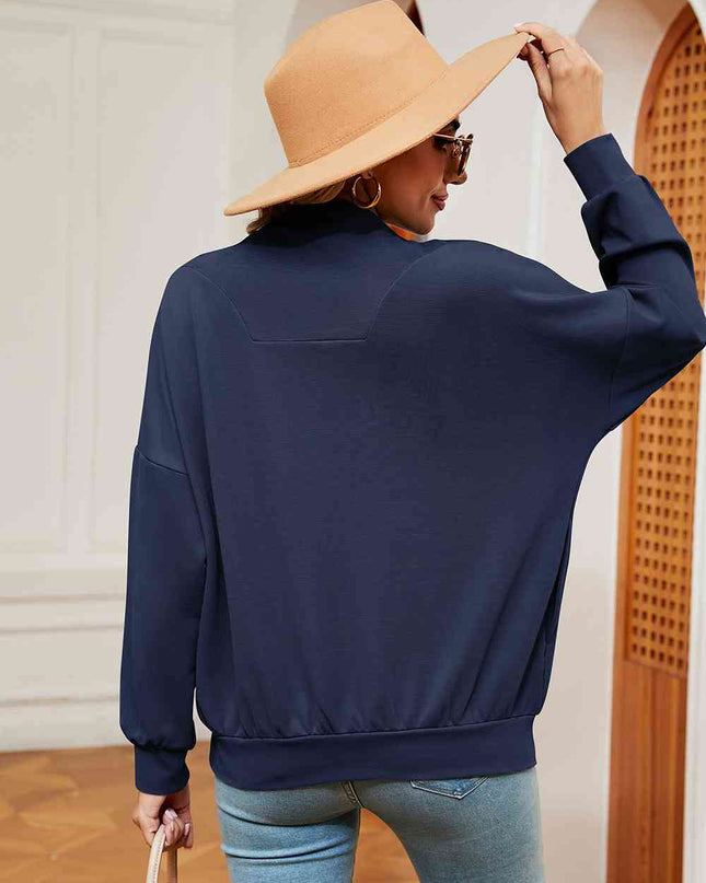 Half-Zip Dropped Shoulder Sweatshirt