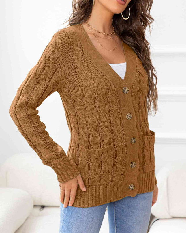 Button Down Cable-Knit Cardigan
