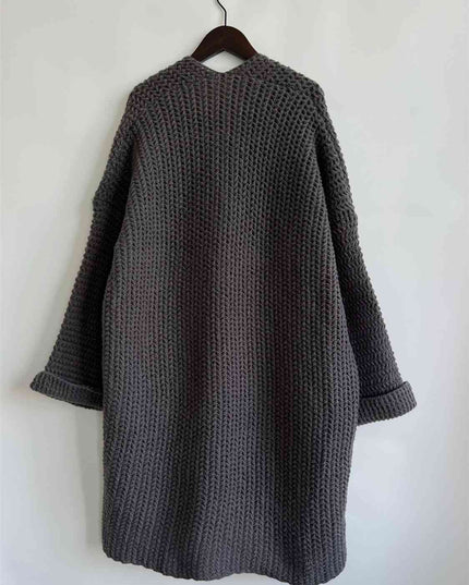 Open Front Long Sleeve Cardigan with Pockets