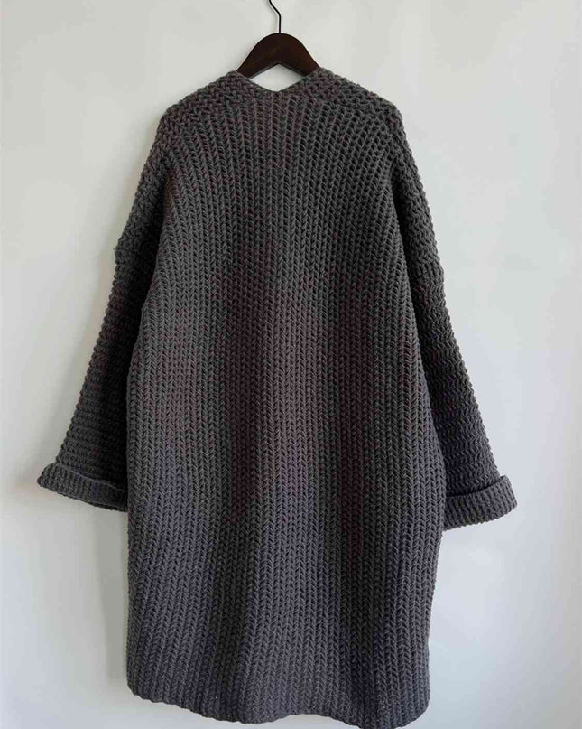 Open Front Long Sleeve Cardigan with Pockets