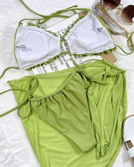 Frill Trill Halter Neck Three-Piece Swim Set