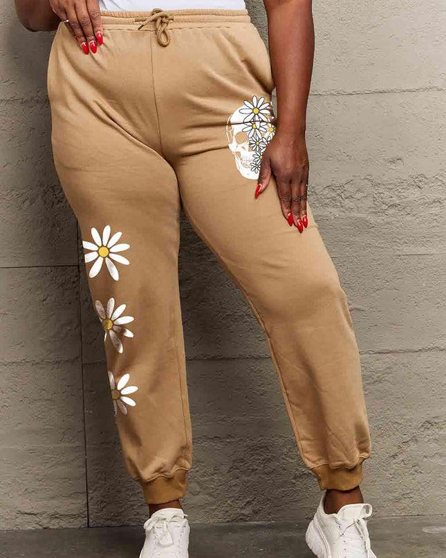 Simply Love Simply Love Full Size Drawstring Flower & Skull Graphic Long Sweatpants