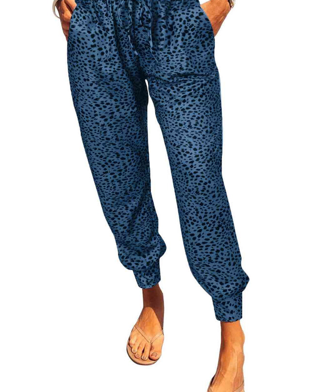Double Take Leopard Print Joggers with Pockets
