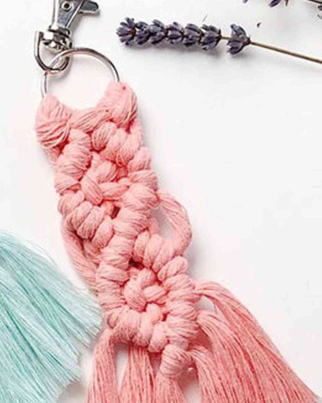 Assorted 4-Pack Macrame Fringe Keychain