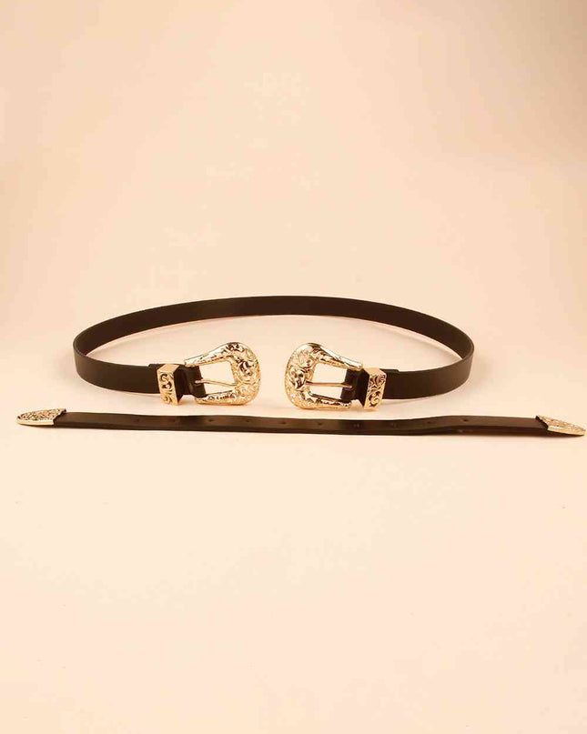 Double Buckle PU Leather Belt