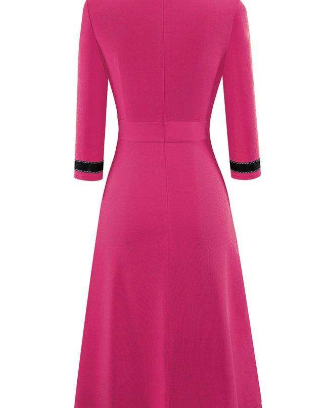 Round Neck Three-Quater Sleeve Dress