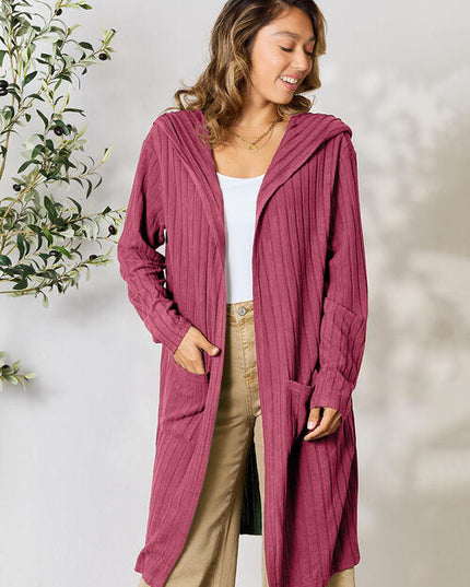 Basic Bae Full Size Hooded Sweater Cardigan