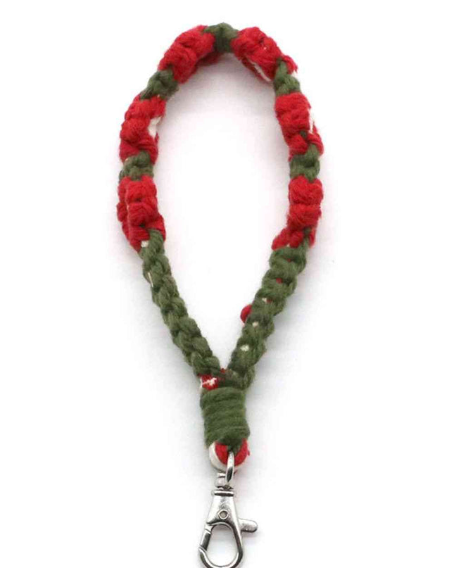 Assorted 4-Pack Hand-Woven Flower Macrame Wristlet Keychain