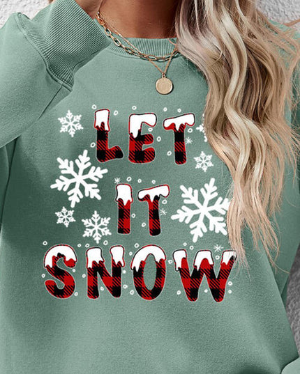 LET IT SNOW Round Neck Long Sleeve Sweatshirt