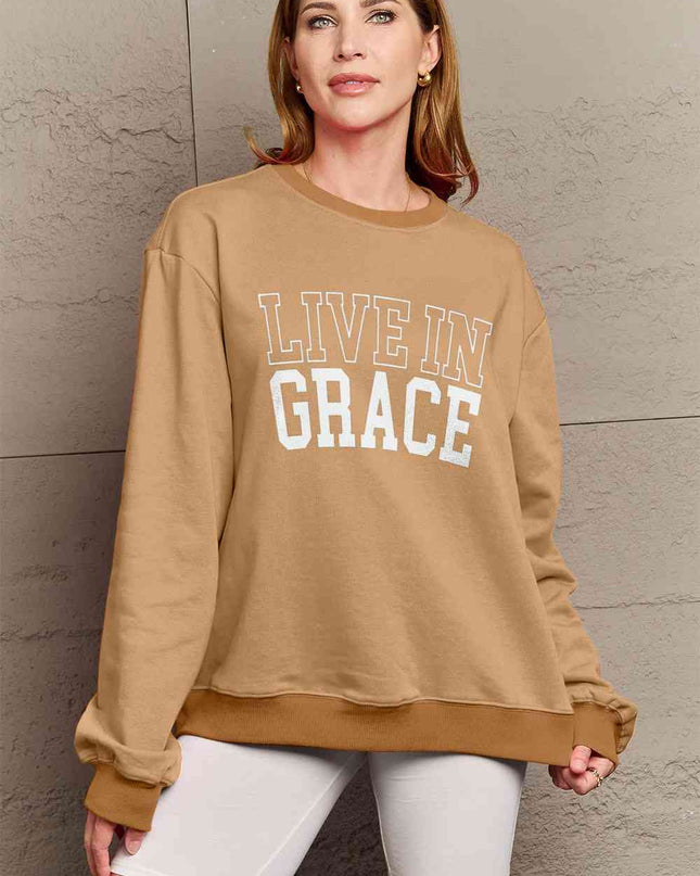 Simply Love Full Size LIVE IN GRACE Graphic Sweatshirt