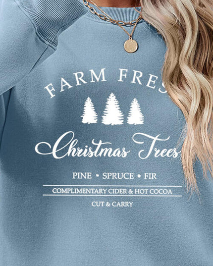 Graphic Round Neck Dropped Shoulder Sweatshirt