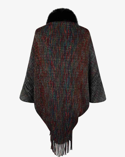 Open Front Fringe Hem Poncho