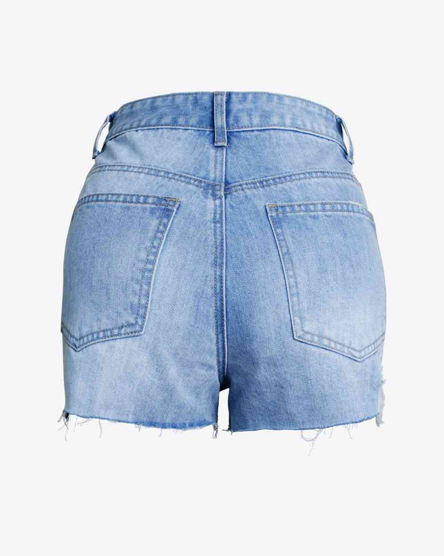 Full Size Distressed Bead Denim Shorts