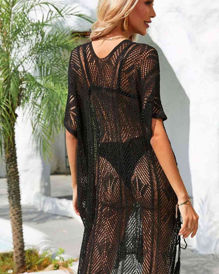 Side Slit Tassel Openwork Cover-Up Dress