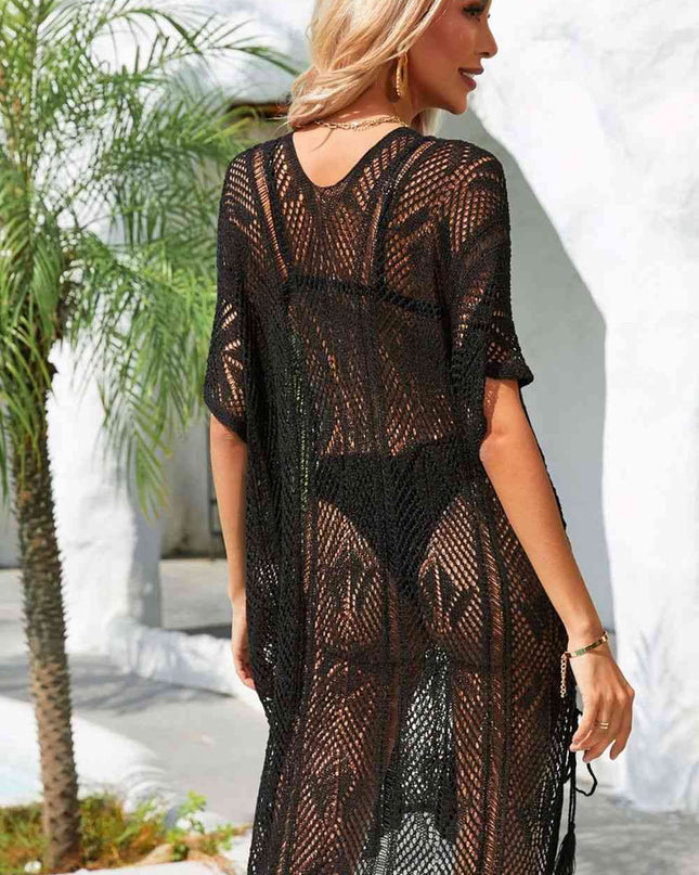 Side Slit Tassel Openwork Cover-Up Dress