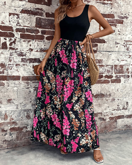Floral Scoop Neck Sleeveless Maxi Dress