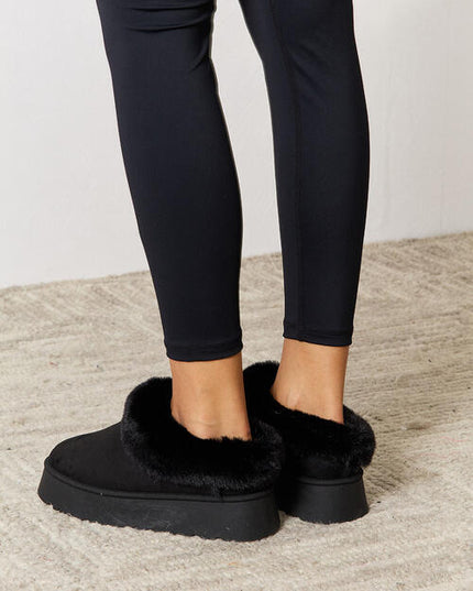 Legend Footwear Furry Chunky Platform Ankle Boots