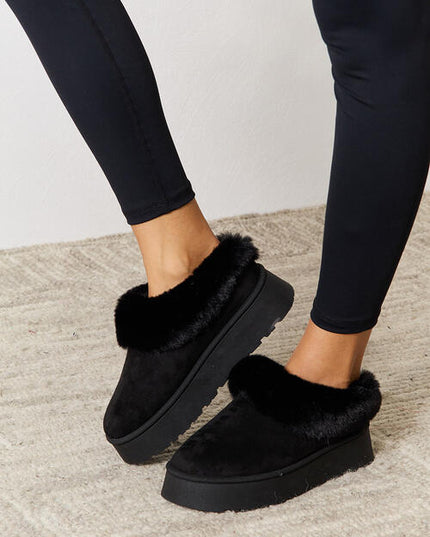 Legend Footwear Furry Chunky Platform Ankle Boots