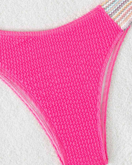Contrast Textured High Cut Swim Set