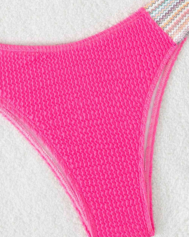 Contrast Textured High Cut Swim Set