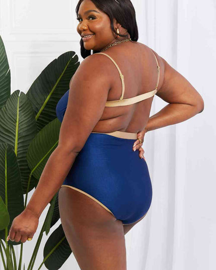 Marina West Swim Wave Break Contrast Trim One-Piece