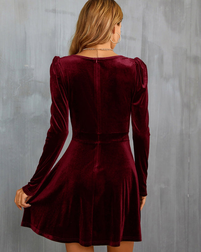 Surplice Puff Sleeve Mini Dress
