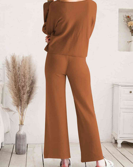Long Sleeve Lounge Top and Drawstring Pants Set