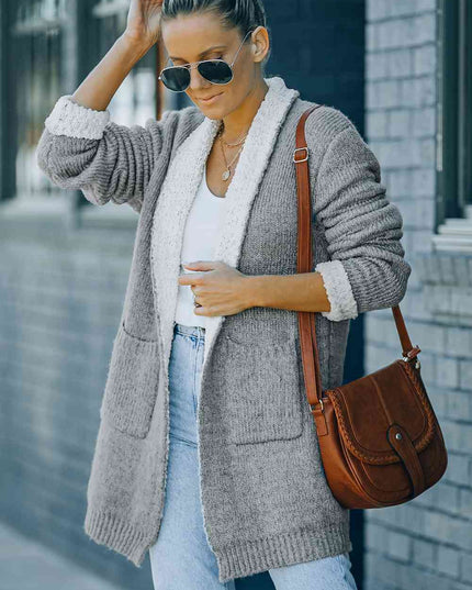 Open Front Pocketed Longline Cardigan