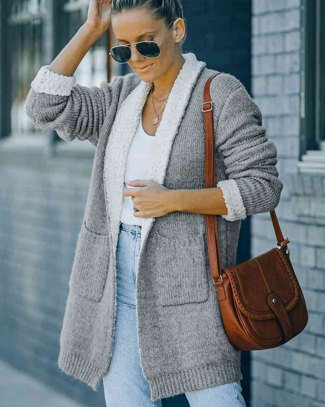 Open Front Pocketed Longline Cardigan