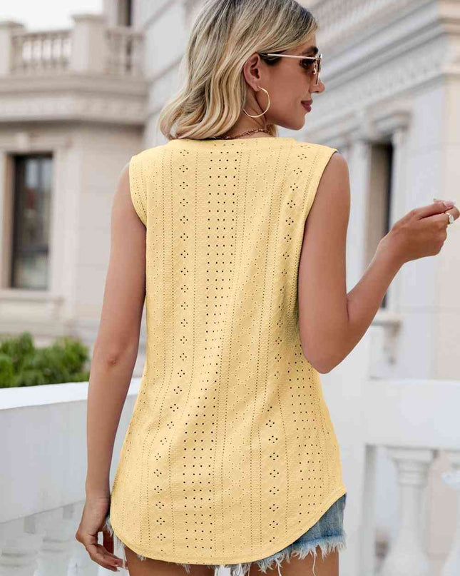 Eyelet V-Neck Tank