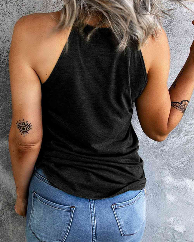 Graphic Grecian Neck Tank