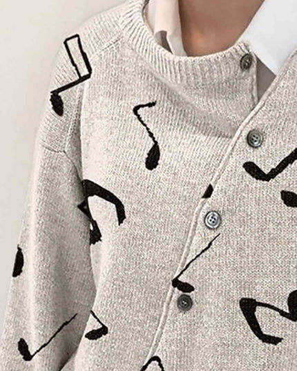 Dropped Shoulder Buttoned Cardigan