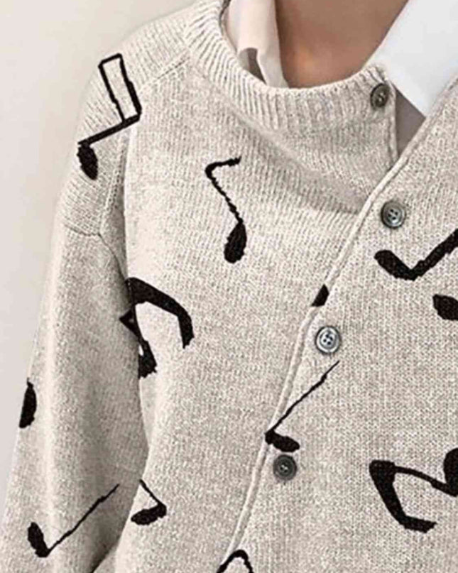 Dropped Shoulder Buttoned Cardigan