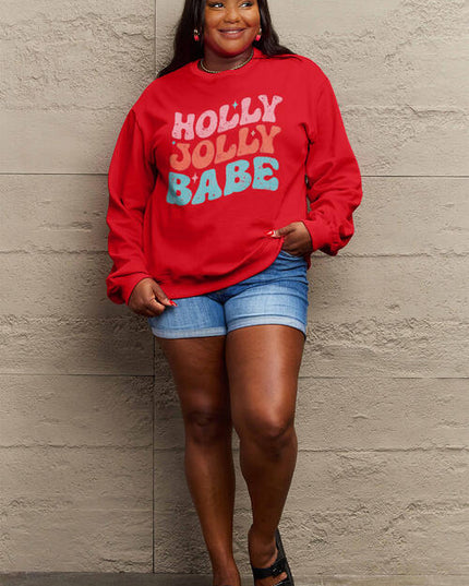 Simply Love Full Size HOLLY JOLLY BABE Long Sleeve Sweatshirt