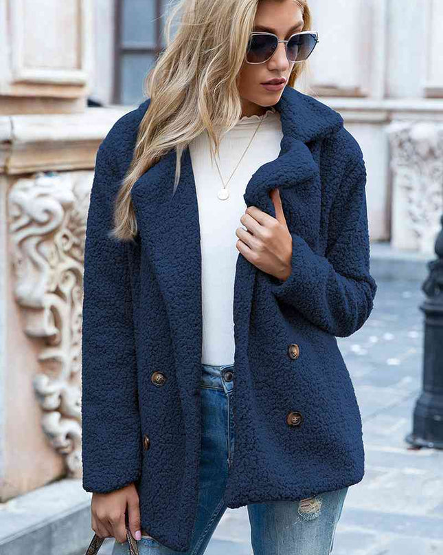 Full Size Lapel Collar Sherpa Coat