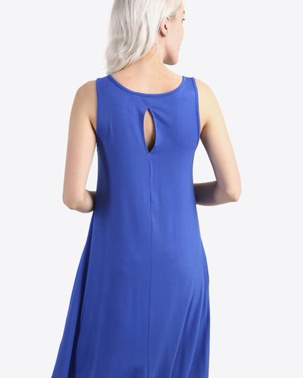 Cutout Scoop Neck Sleeveless Dress with Pockets
