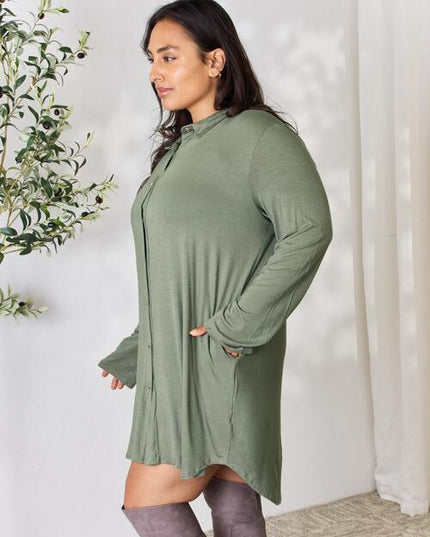 Celeste Full Size Button Down Shirt Dress