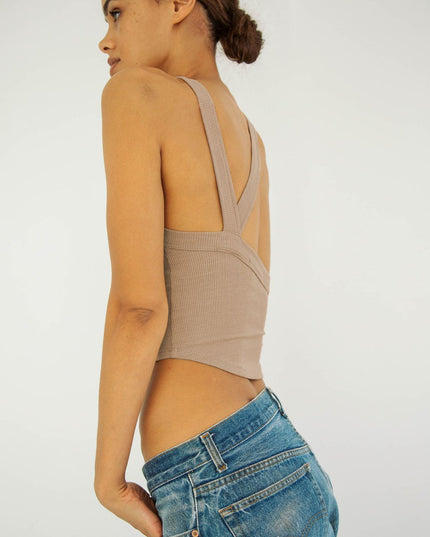 Halter Neck Ribbed Cropped Top