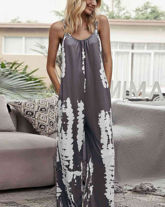 Tie-Dye Spaghetti Strap Jumpsuit with Pockets