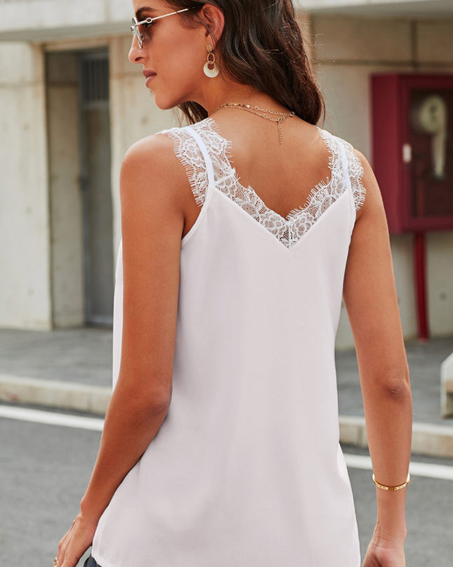 V-Neck Lace Tank Top