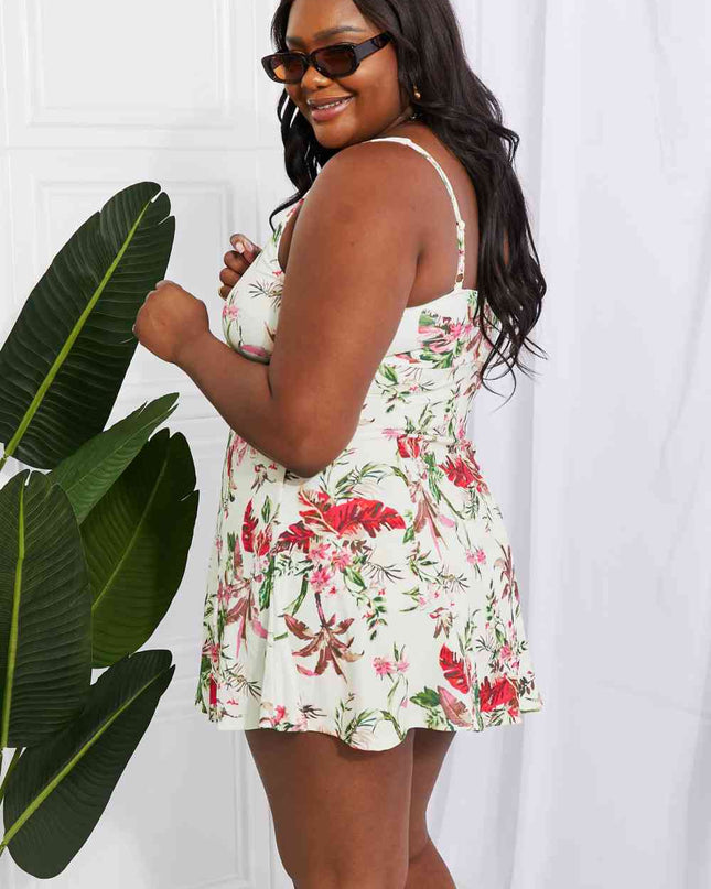 Marina West Swim Full Size Sail With Me V-Neck Swim Dress in Cream