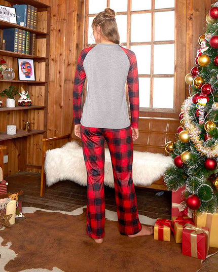 Raglan Sleeve Top and Plaid Pants Set