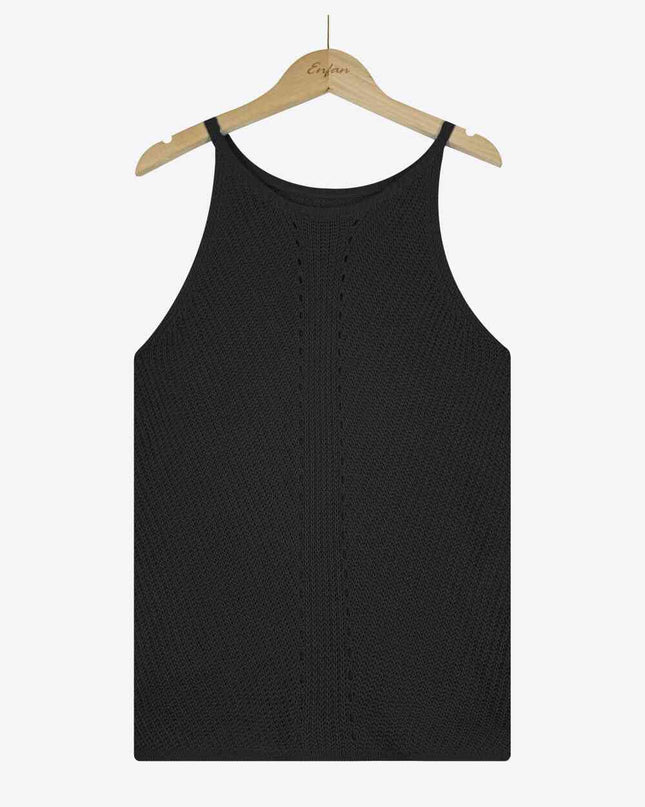 Openwork Grecian Neck Knit Tank Top